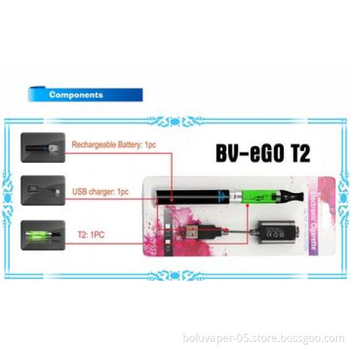 Top Quality eGo T2 Electronic Cigarette Starter Kit, Comes in Blister Packaging